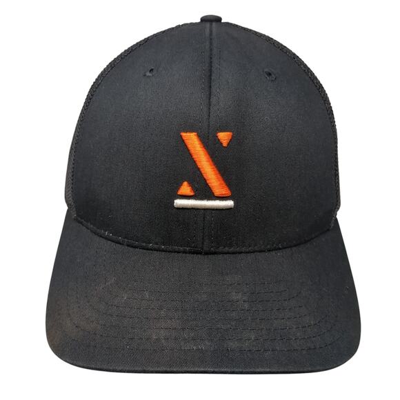 Richardson Snapback Trucker Hat Black One Size Adjustable Embroidered Mesh Back - Picture 1 of 10